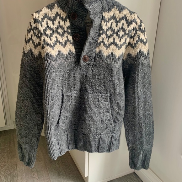 Abercrombie & Fitch Sweater Fair Isle Wool Blend men NEW large - Picture 7 of 13